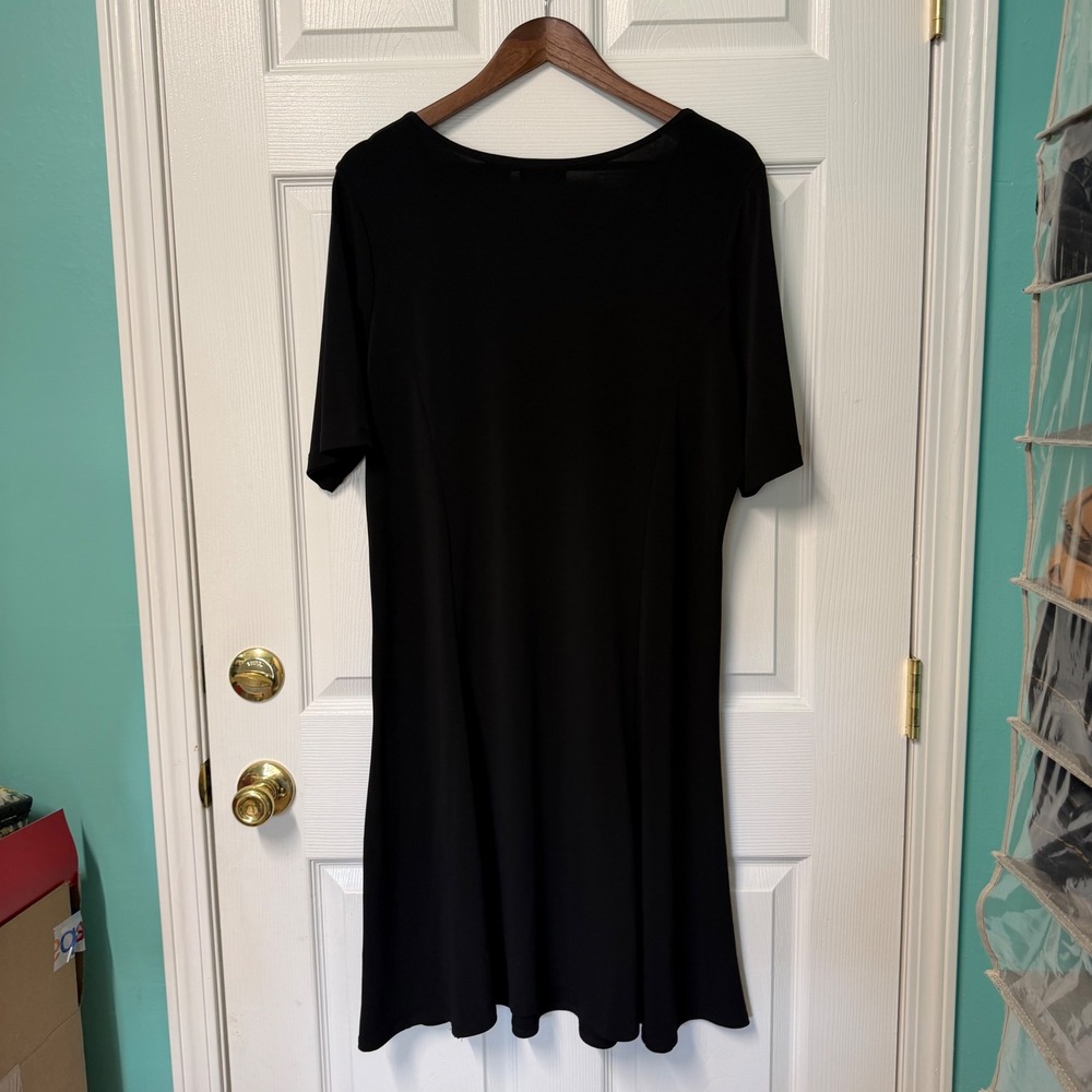 Susan Graver Dress Womens L Black A-Line Stretch Minimalist Lagenlook LBD Travel - Picture 7 of 13